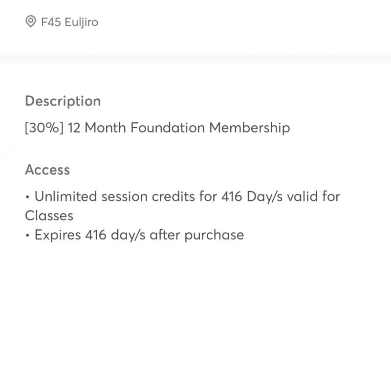 F45 을지로 기간제 무제한 회원권 판매